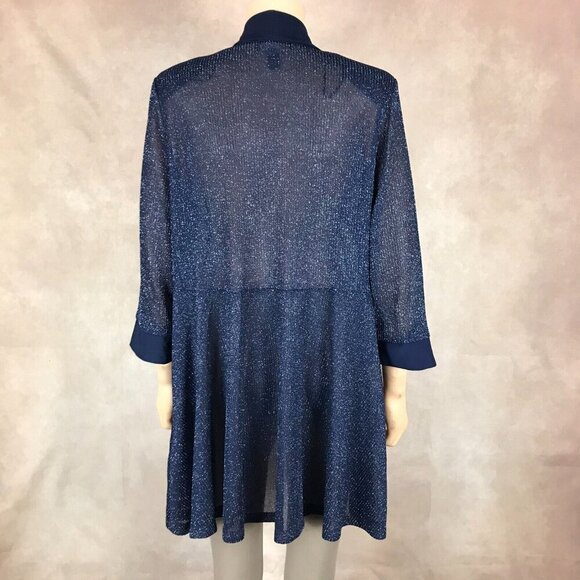 R&M RICHARDS Blue Metallic Evening Cover-Up Cardigan NEW 16W - Picture 9 of 9